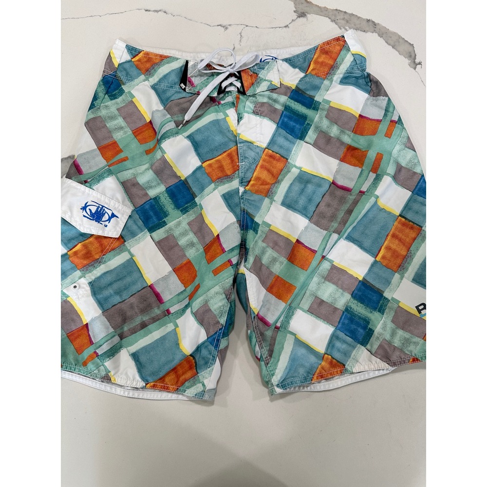 Body Glove Mens Board Shorts Size 32 Multicolor Geometric Abstract Swim Trunks
